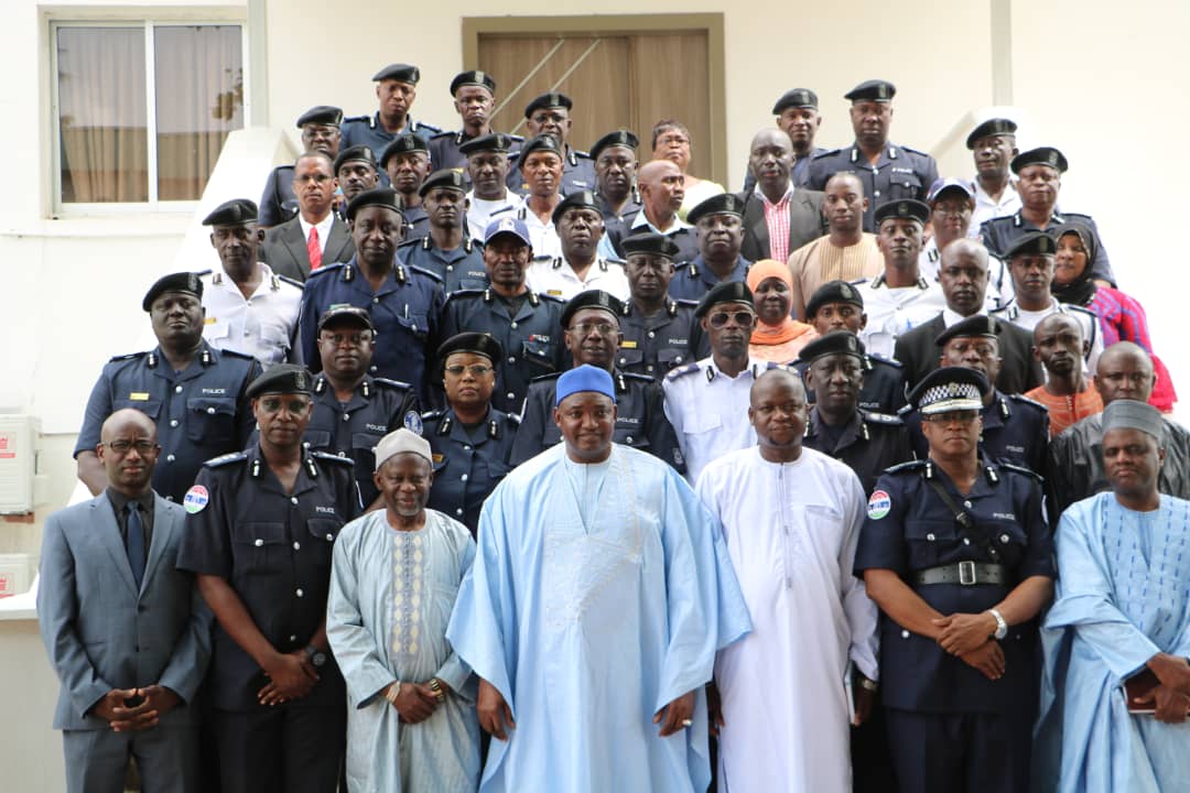 President Barrow met with the Inspector General of Police Mamour Jobe and the police high command at the State House to discuss matters of national security