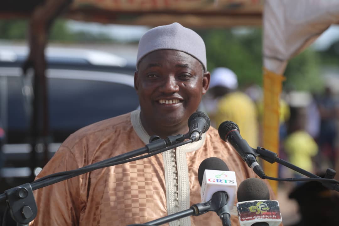 President Barrow addresses a meeting in Busumbala, West Coast Region on day 10 of his nationwide tour 
