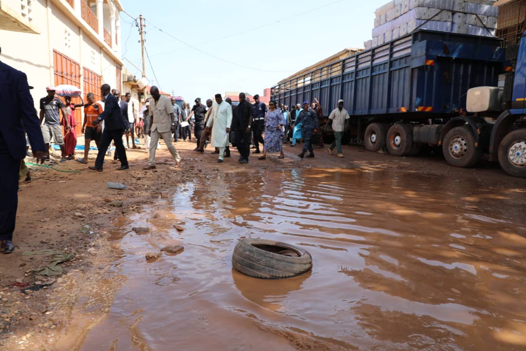 President Adama Barrow pays surprise inspection tour of Banjul sewage and drainage systems