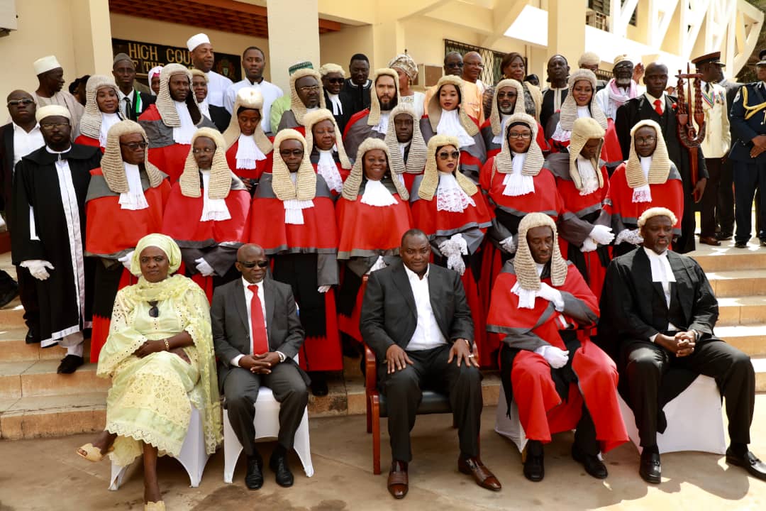 President Barrow, Vice President Ousainou Darboe, the Speaker join the Justice Minister, Chief Justice and members of the Judiciary for a group photo as the President presided over the opening of the 2019 Legal Year in Banjul