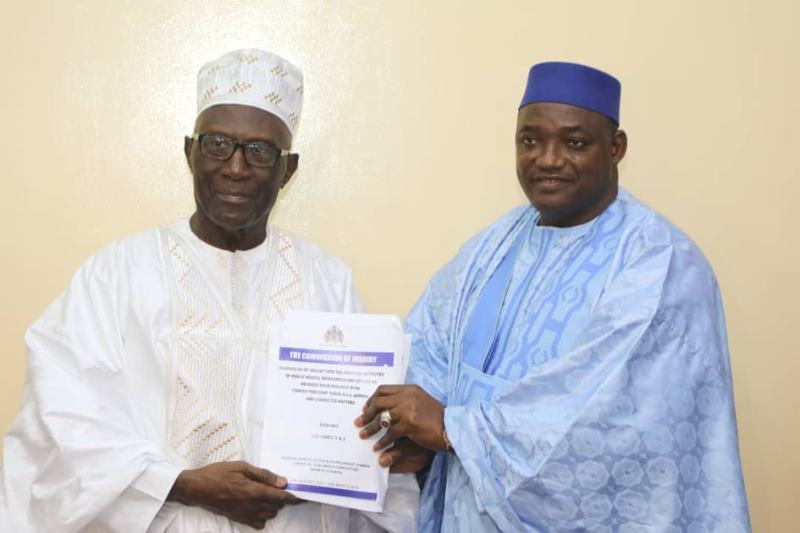 President Barrow was today presented with the Report of the Janneh Commission of Inquiry at the State House