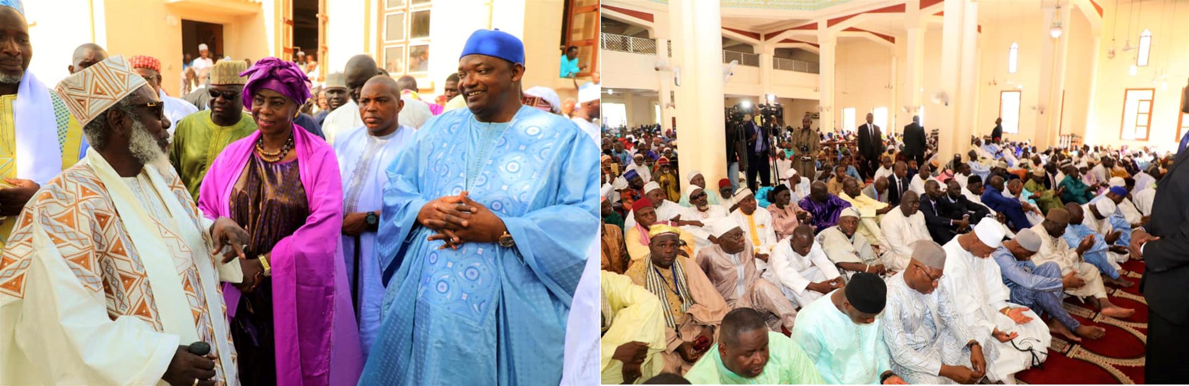 President Barrow Sunday morning joined hundreds of worshippers for the Eid prayers at the King Fahd Mosque in Banjul.