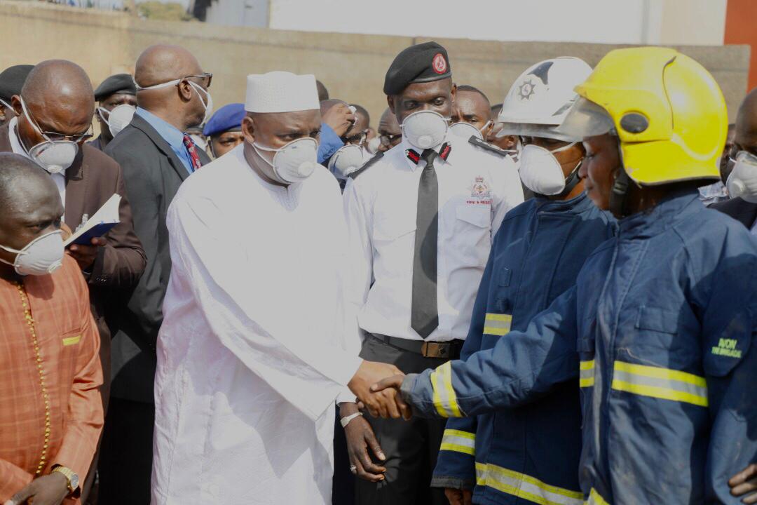 President Barrow Visits Fire Disaster Site, Thanks Firefighters for Bravery 