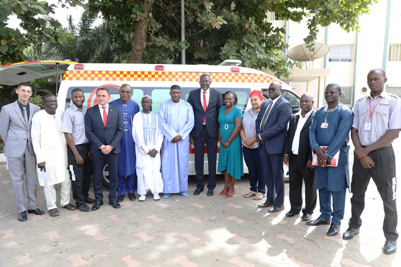 Red Cross presents new ambulance services to President Barrow