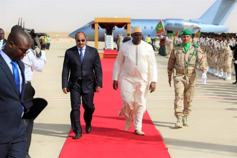 President Barrow Thursday traveled to the Islamic Republic of Mauritania, ahead of the inauguration of President-elect Mohamed Ould Ghazouani. He was received by the outgoing president Mohamed Ould Abdel Aziz.
